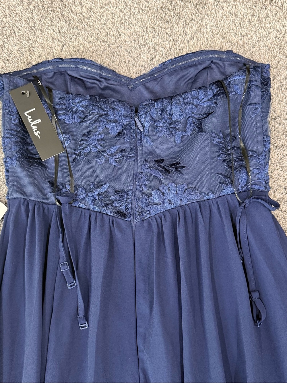 NWT Lulus Navy Blue Strapless Sweet Heart Maxi Formal Bridesmaid Dress Women’s S - Picture 11 of 13